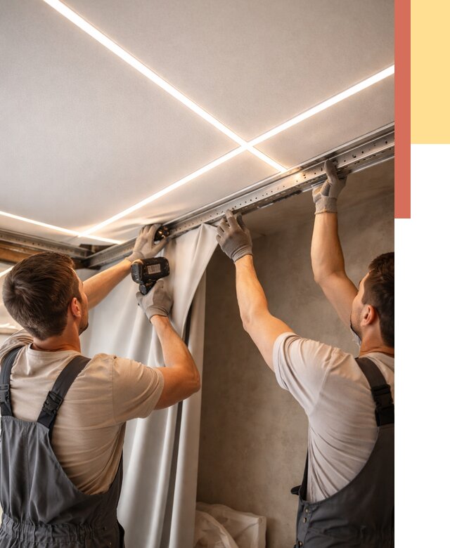 Монтаж натяжного потолка со световыми линиями в Верхней Пышме от 1231 руб. | ОТДЕЛОЧНИК-Врх