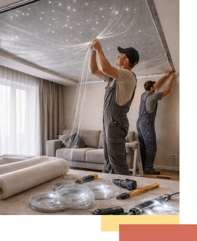 Монтаж натяжного потолка «Звездное небо» в Верхней Пышме