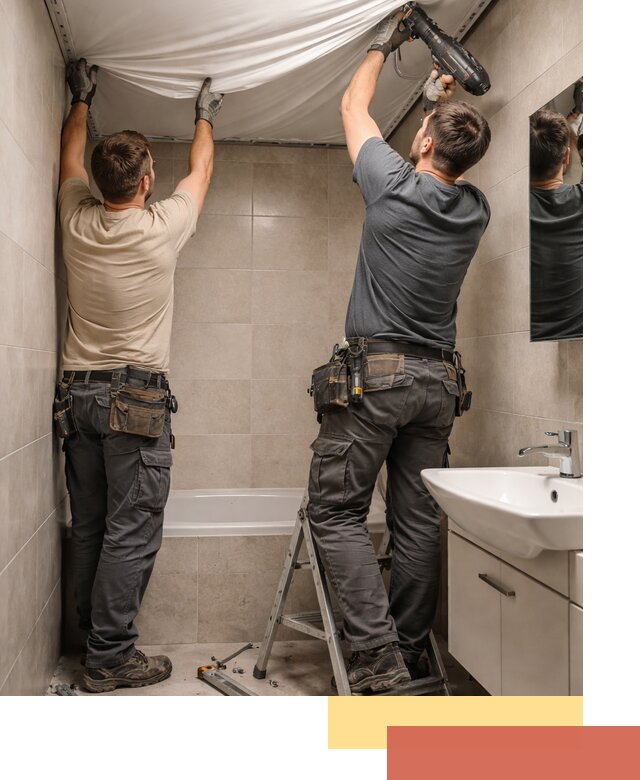 Монтаж натяжного потолка в ванной в Верхней Пышме быстро и качественно