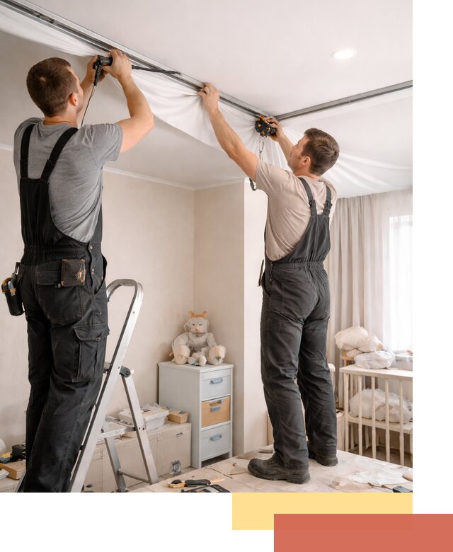 Монтаж натяжного потолка в детской комнате в Верхней Пышме