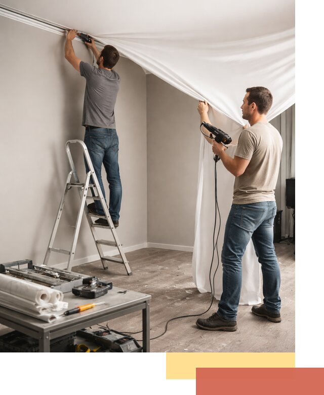 Монтаж натяжного потолка в студии в Верхней Пышме