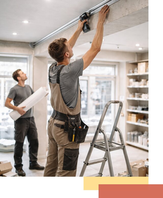 Монтаж натяжных потолков в магазине в Верхней Пышме