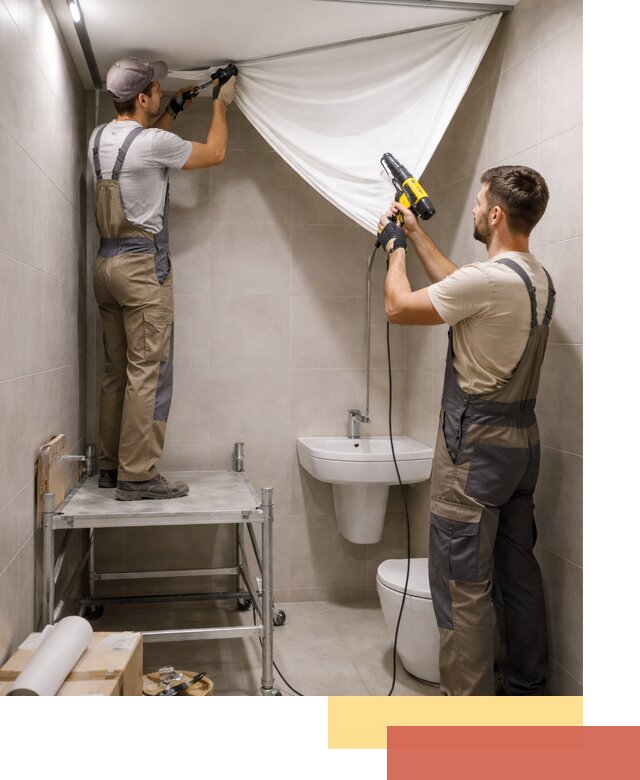 Монтаж натяжного потолка в санузле в Верхней Пышме