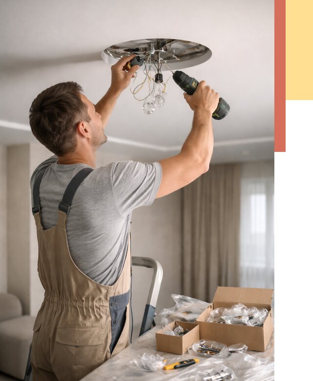 Установка люстры в натяжной потолок в Верхней Пышме от 1231 руб. | Быстро и недорого — ОТДЕЛОЧНИК-Врх