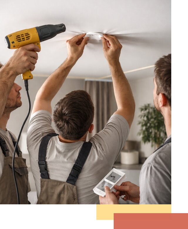 Ремонт прокола полотна натяжного потолка в Верхней Пышме