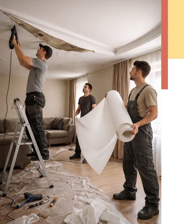 Замена полотна натяжного потолка в Верхней Пышме от 9747 руб. быстро и недорого | ОТДЕЛОЧНИК-Врх