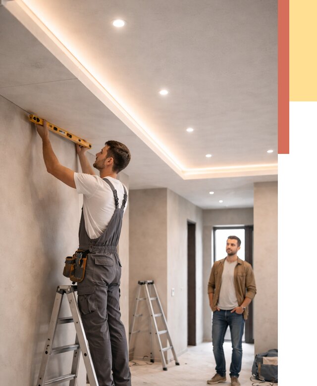 Потолок из гипсокартона с подсветкой в Верхней Пышме от 770 руб./м2 под ключ | ОТДЕЛОЧНИК-Врх