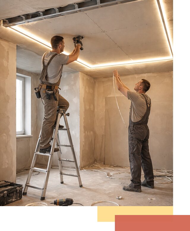 Потолок из гипсокартона с подсветкой в Верхней Пышме