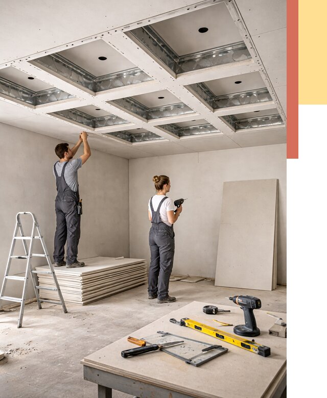 Кессонный потолок из гипсокартона в Верхней Пышме от 1898 руб. — монтаж и под ключ | ОТДЕЛОЧНИК-Врх