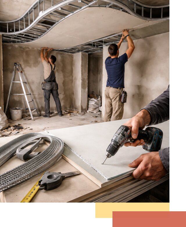 Криволинейный потолок из гипсокартона в Верхней Пышме — монтаж и отделка