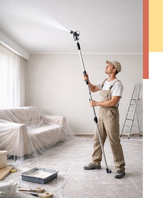 Покраска потолка краскопультом в Верхней Пышме от 4617 руб. быстро и недорого | ОТДЕЛОЧНИК-Врх