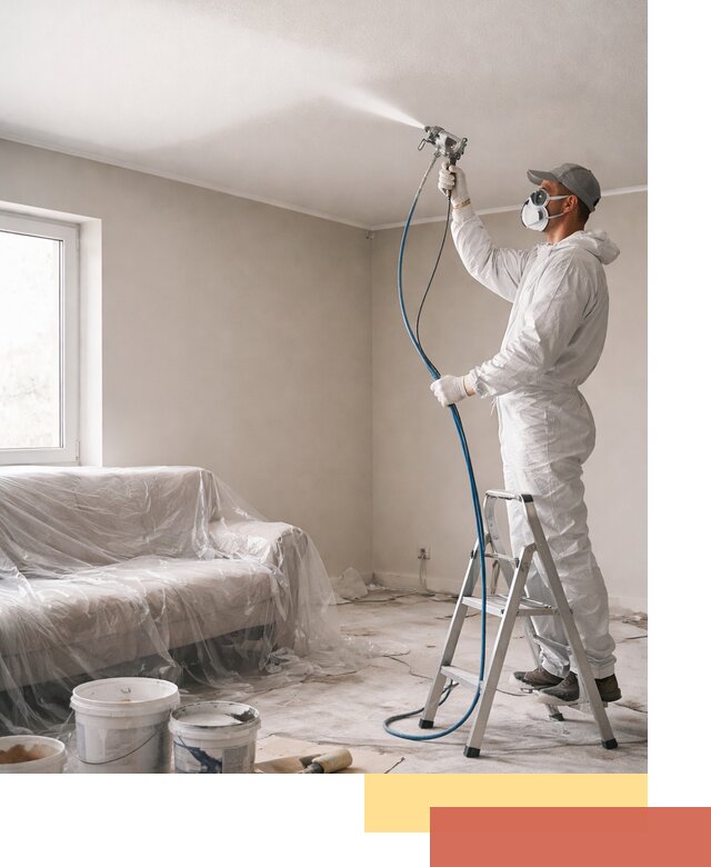 Покраска потолка краскопультом в Верхней Пышме быстро и качественно