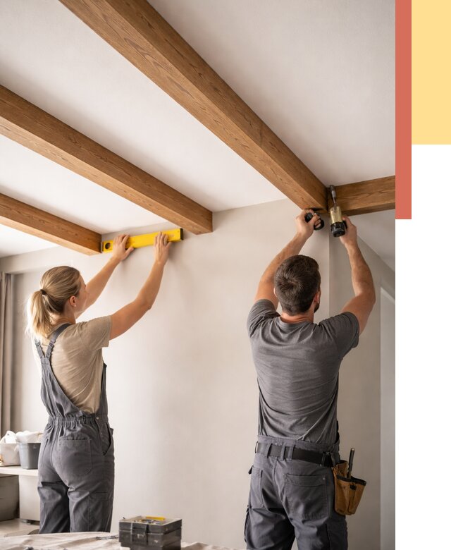 Монтаж декоративных балок на потолок в Верхней Пышме от 4309 руб. — ОТДЕЛОЧНИК-Врх