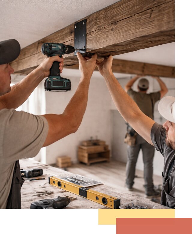 Монтаж декоративных потолочных балок в Верхней Пышме